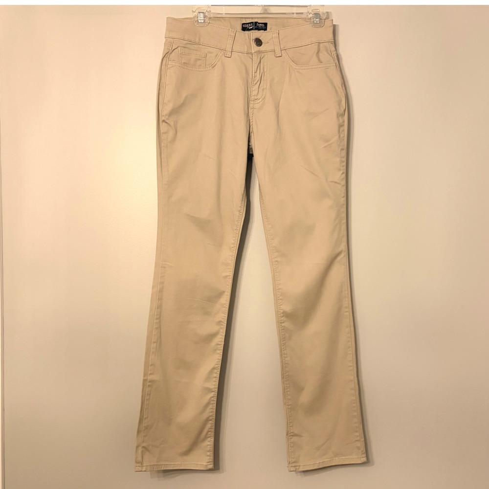 Riders by Lee Straight Leg Pants Khaki Tan Womens Mid Rise Size 8M Stretch